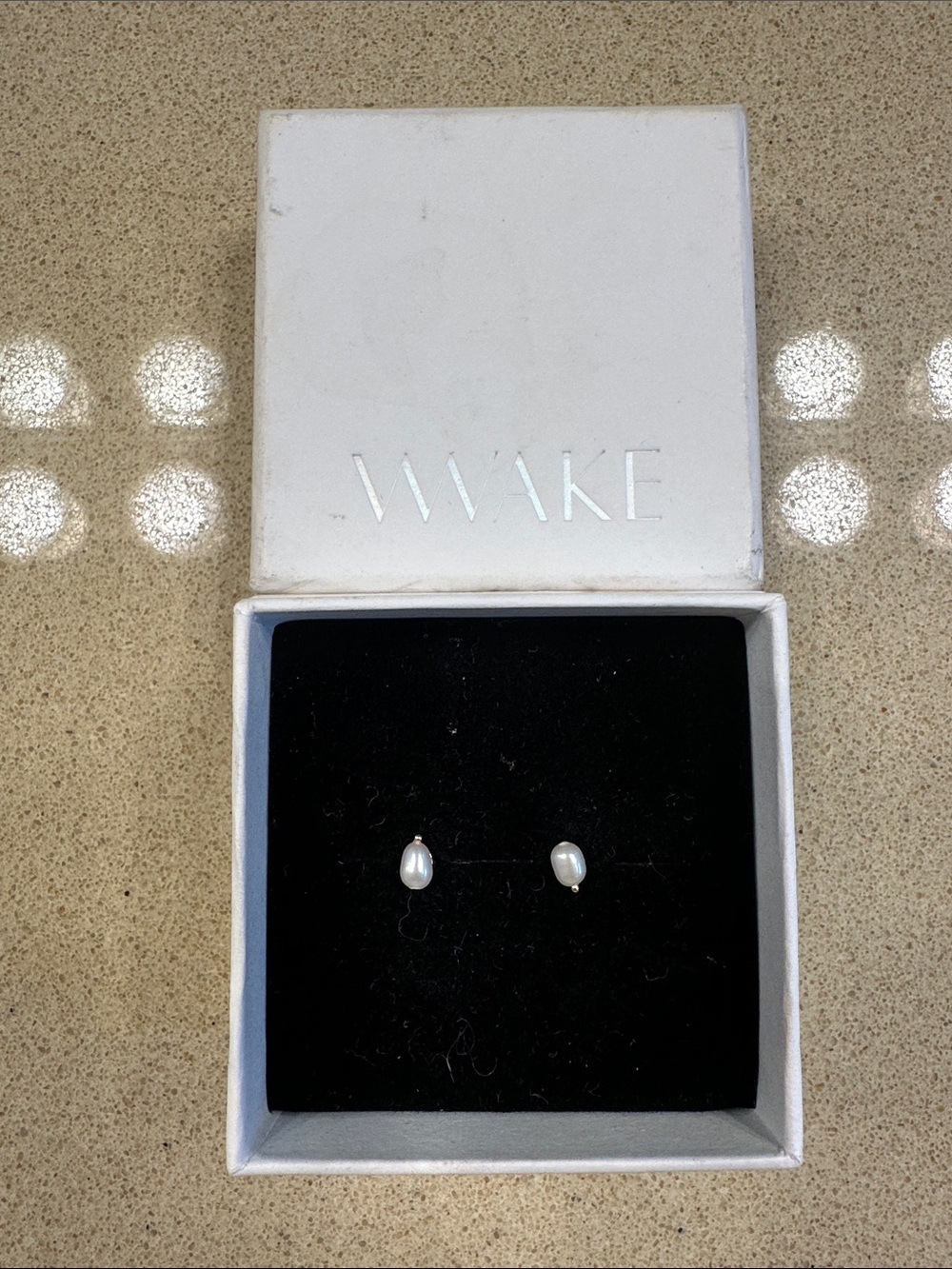 WWAKE White Pearl Stud Earrings